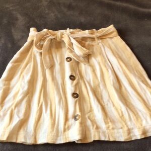 Hollister yellow and white linen striped skirt, small.